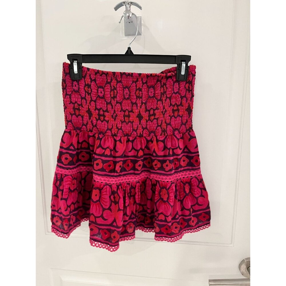 Bell by Alicia Bell Smocked Mini Skirt Ruffle Pink Floral MEDIUM - Picture 4 of 6